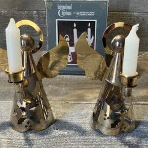 Vintage International Christmas 5-inch Silverplated candle holders